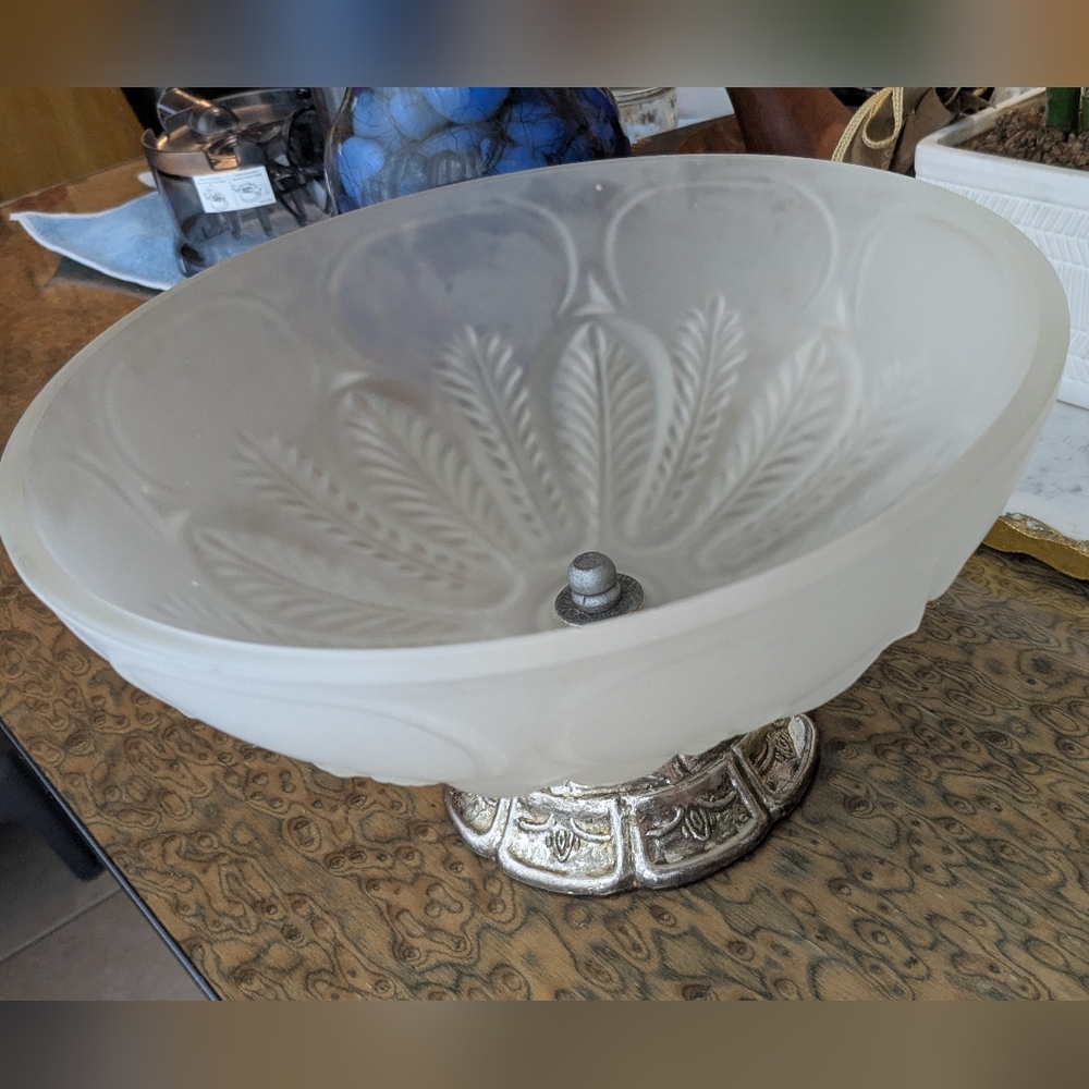 Vintage Frosted Glass Light Fixture/ Bowl
